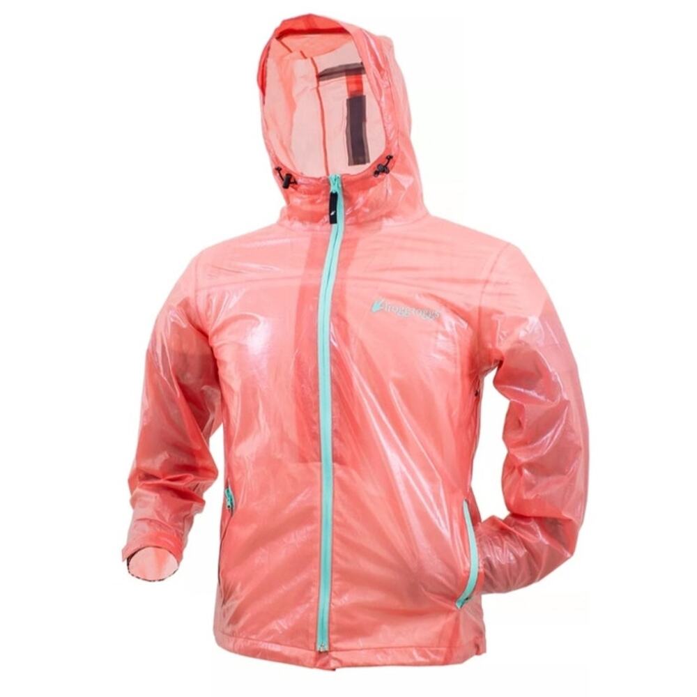 Frogg Toggs XXL Xtreme Lite Hooded Jacket Coral Orange Pink Color Teal Accent
